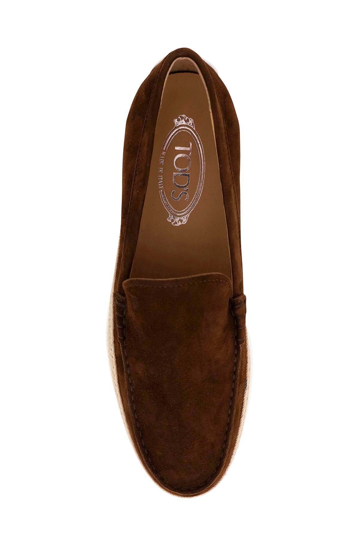 Tod's Suede Slip On With Rafia Insert   Brown