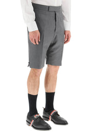 Thom Browne Super 120's Wool Shorts With Back Strap   Grey