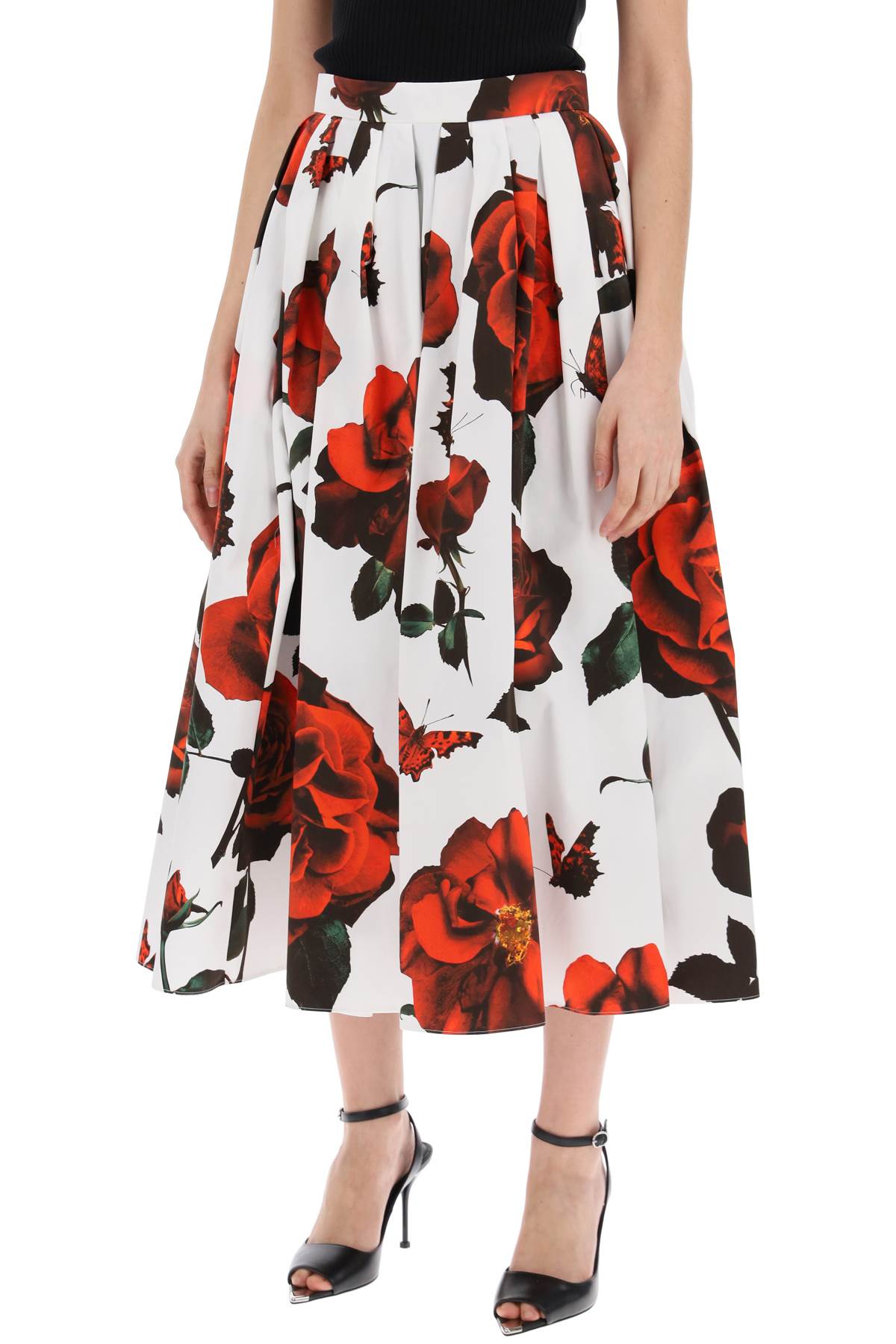 Alexander Mcqueen Tudor Rose Pleated   White