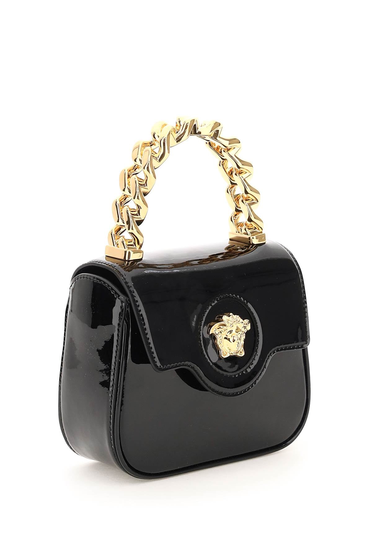 Versace Patent Leather 'La Medusa' Mini Bag   Black