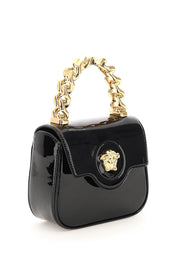 Versace Patent Leather 'La Medusa' Mini Bag   Black