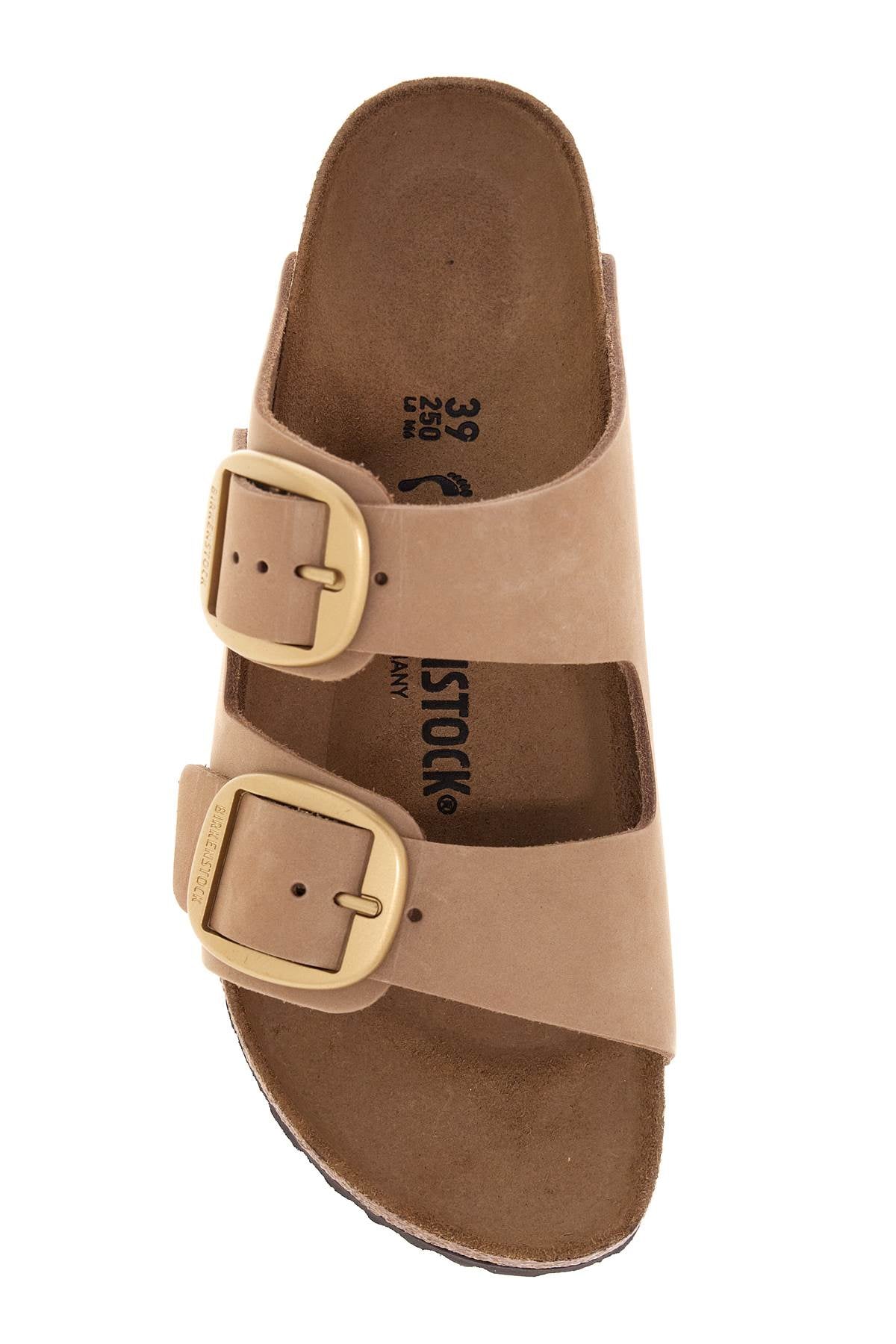 Birkenstock Big Buckle Arizona Slides   Beige