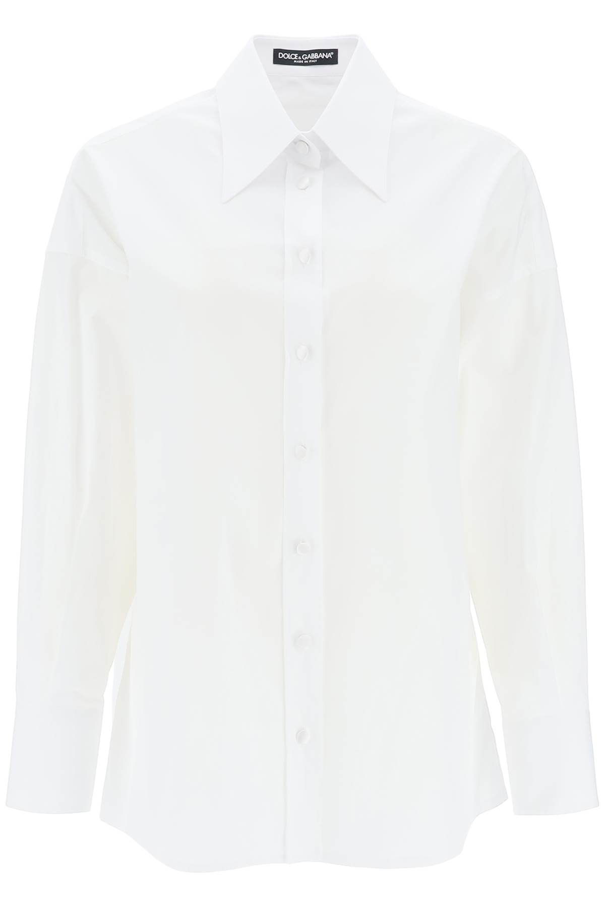 Dolce & Gabbana Maxi Shirt With Satin Buttons   White