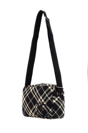 Burberry Shoulder Bag With Check Pattern   Black