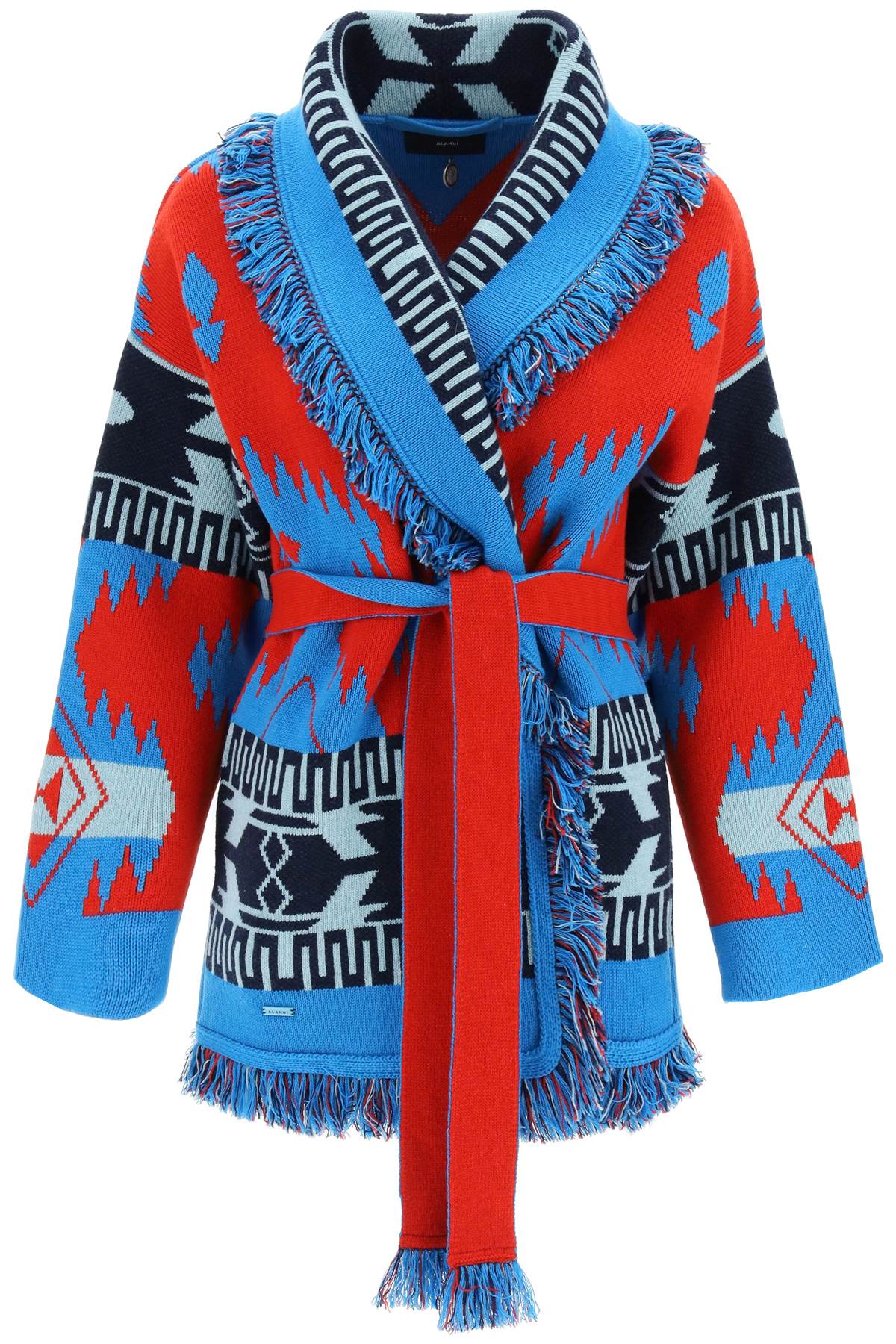 Alanui Icon Cardigan In Jacquard Cashmere   Blue