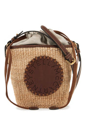 Stella Mc Cartney Raffia Shoulder Bag With Logo.   Beige