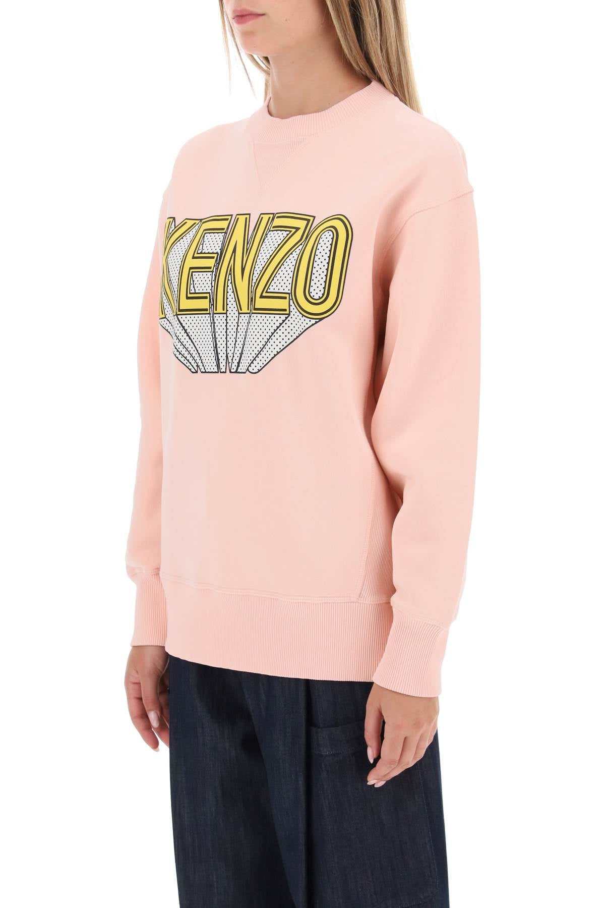 Kenzo 3d Printed Crew Neck Sweatshirt   Pink