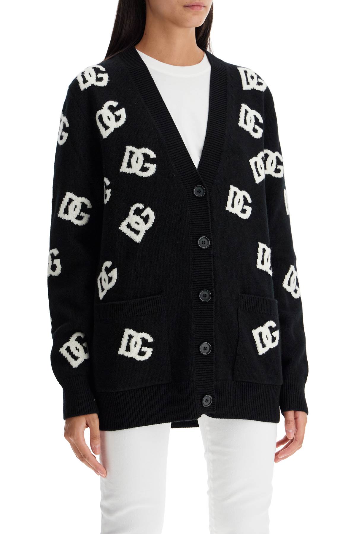 Dolce & Gabbana Woolen Dg Cardigan   Black