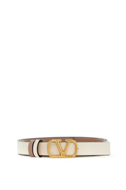 Valentino Garavani Reversible Vlogo Signature Leather Belt   White