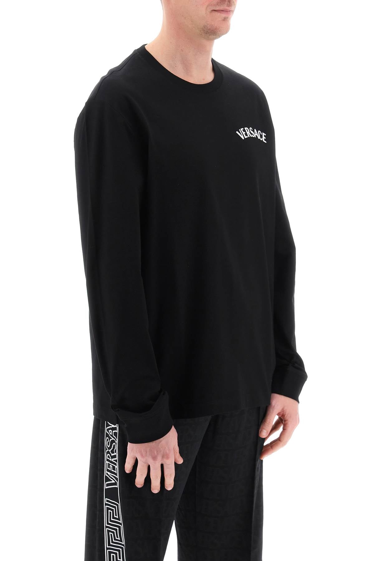 Versace Milano Stamp Long Sleeved T Shirt   Black