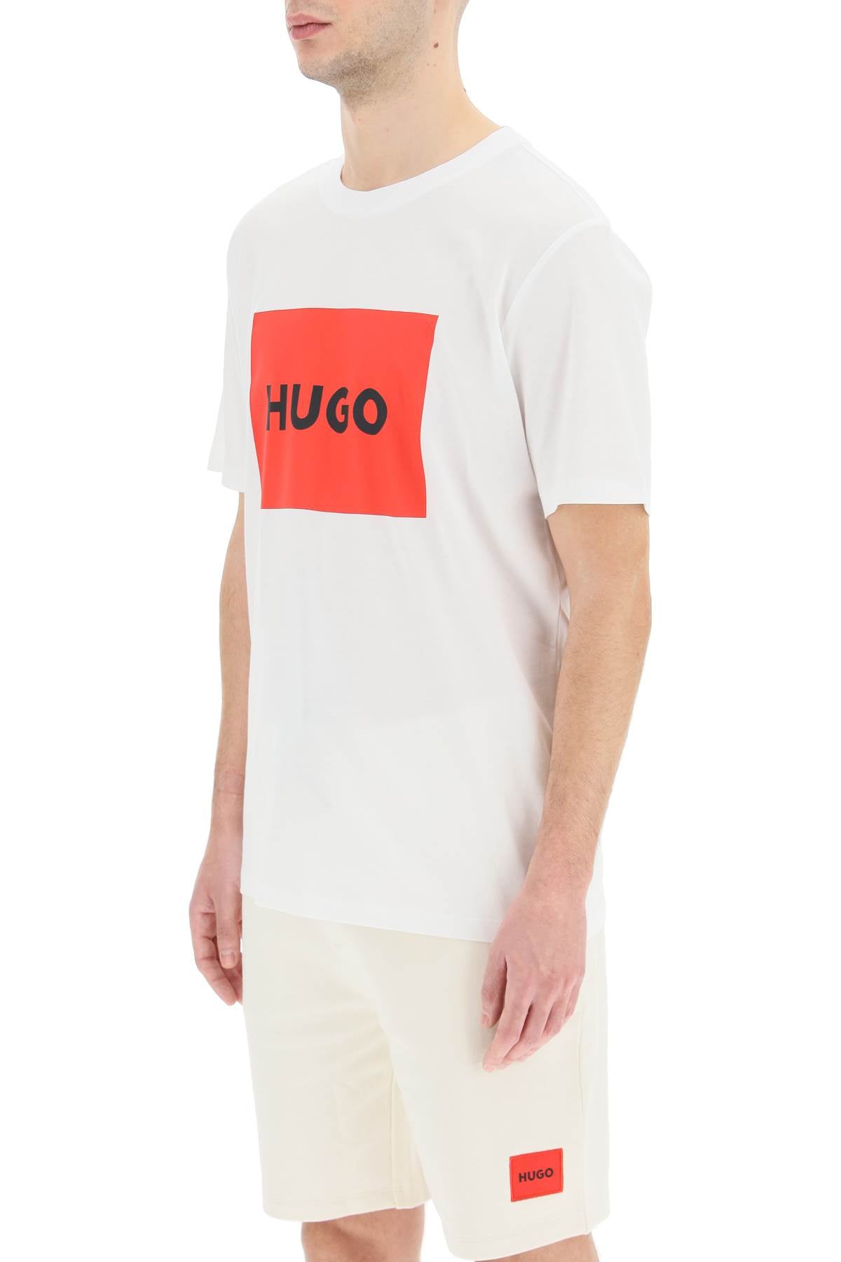 Hugo Dulive T Shirt With Logo Box   White