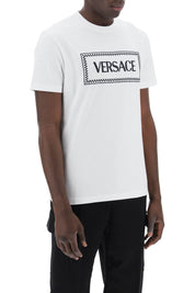 Versace Embroidered Logo T Shirt   White