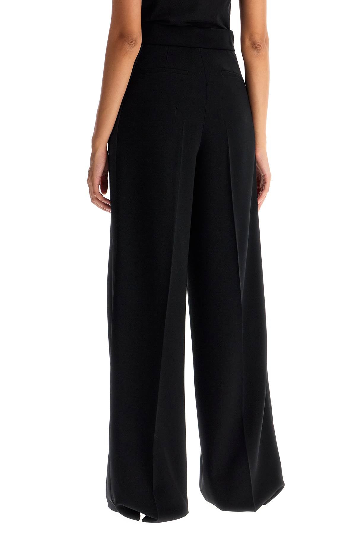 Max Mara Pianoforte Straight Leg Trousers In Cady   Black