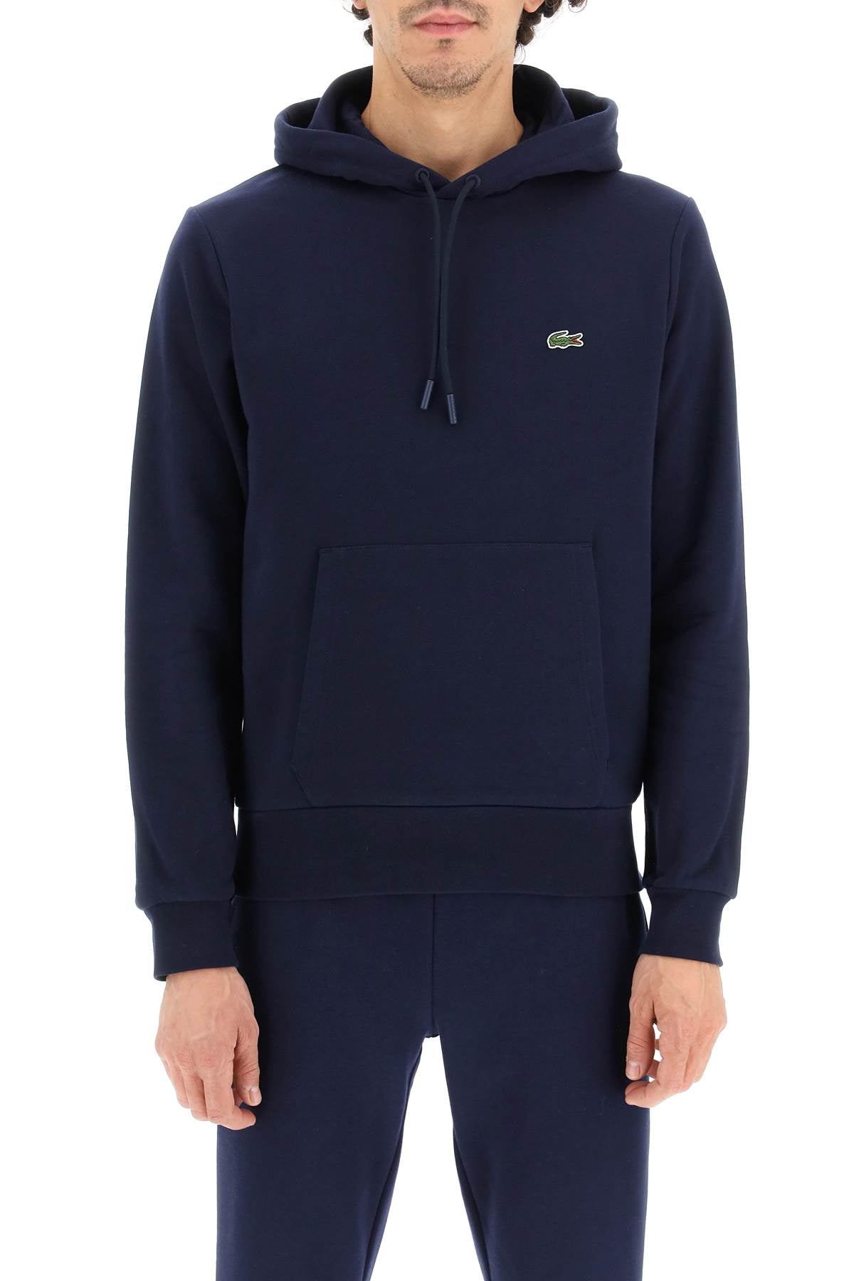 Lacoste Hoodie With Logo Patch   Blue