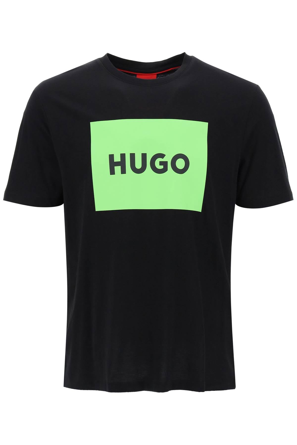 Hugo Dulive T Shirt With Logo Box   Black