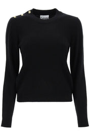 Ganni Sweater With Butterfly Buttons   Black