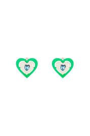 Saf Safu 'Green Neon Heart' Clip On Earrings   Silver