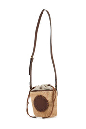 Stella Mc Cartney Raffia Shoulder Bag With Logo.   Beige