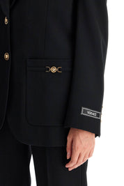 Versace Single Breasted Wool Stretch Blazer   Black