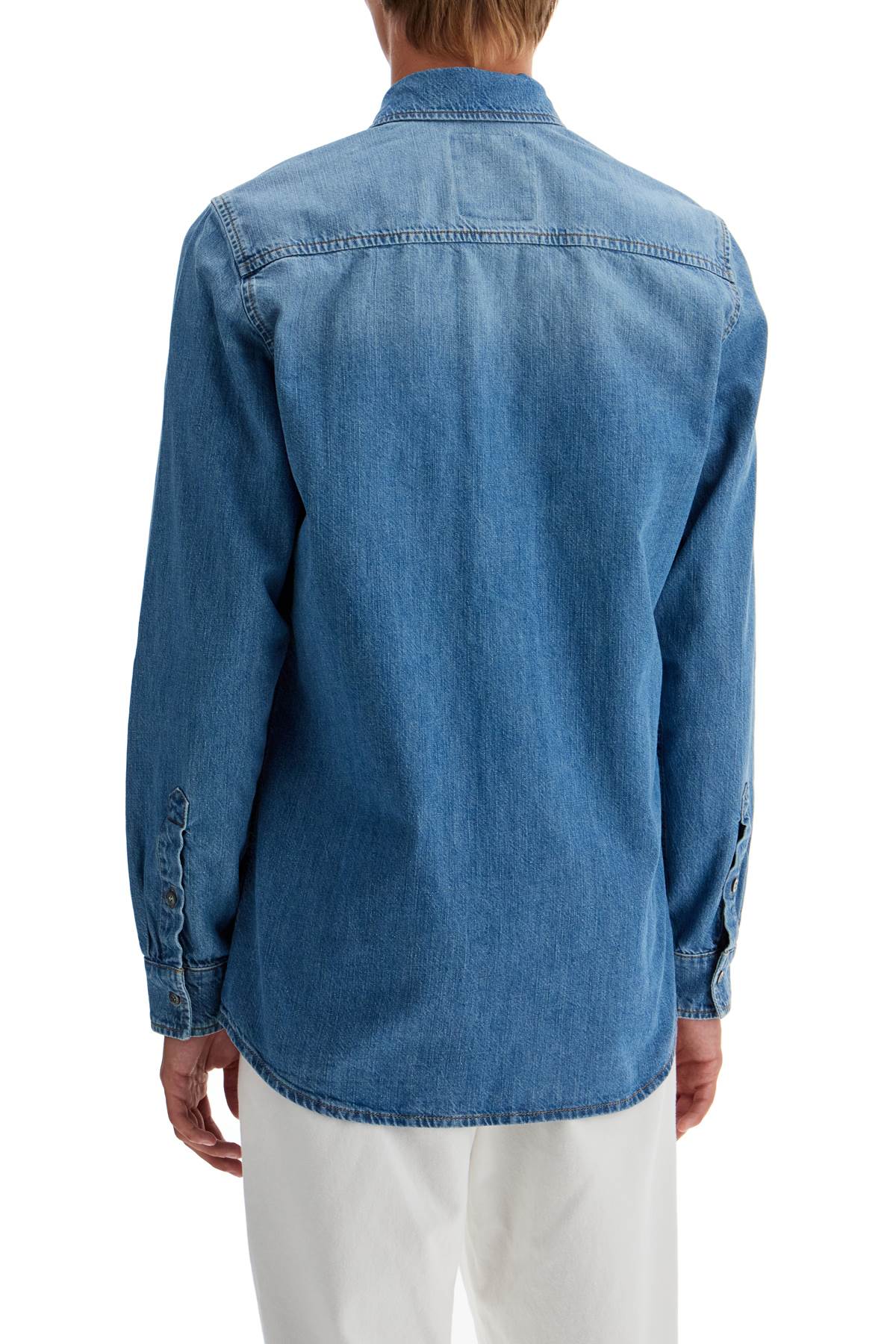 Moschino Denim Shirt With Patch Details   Blue