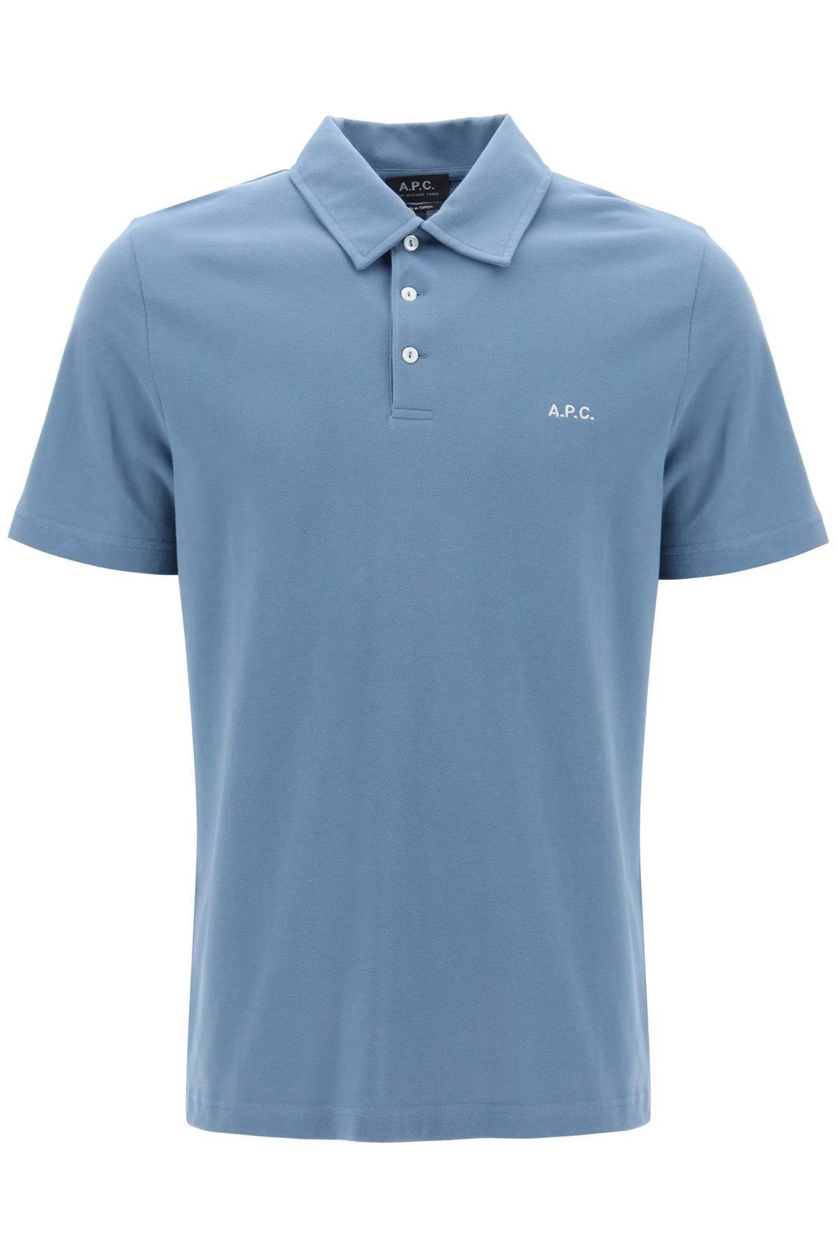 A.P.C. Austin Polo Shirt With Logo Embroidery   Light Blue