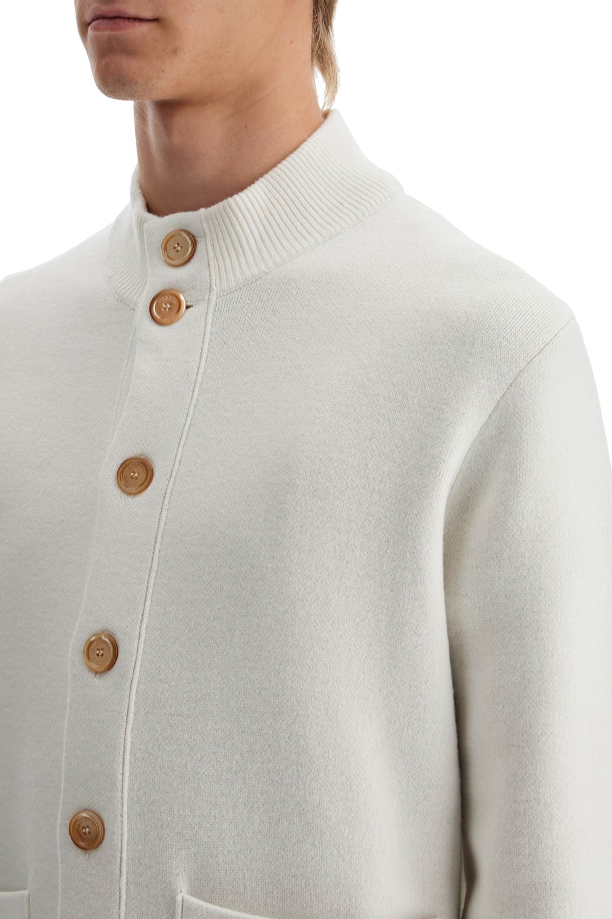 Brunello Cucinelli Double Knit Cardigan In Seven   White