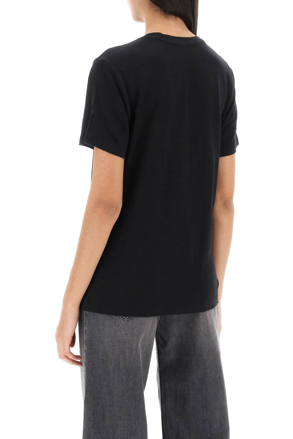 Isabel Marant Etoile Zewel T Shirt With Metallic Logo Print   Black