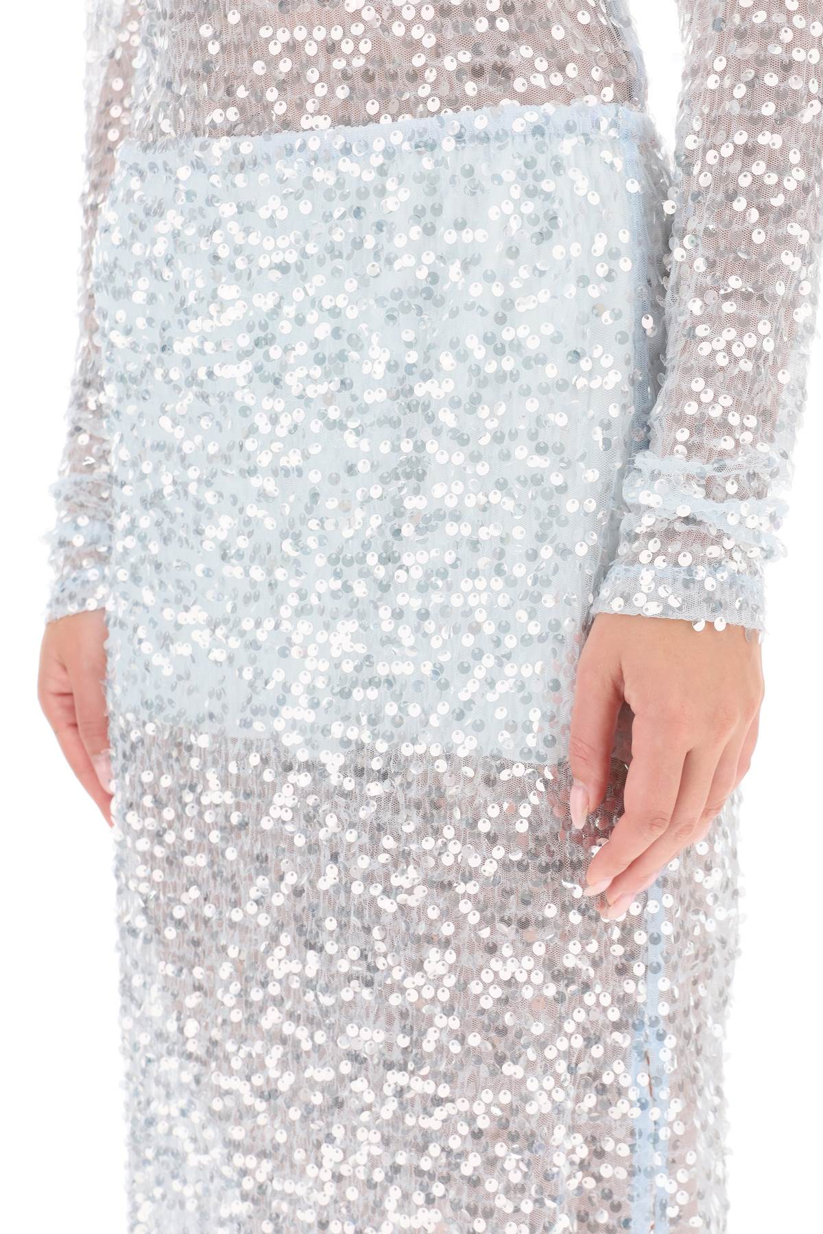 Siedres Helen Sequined Midi Skirt   Light Blue