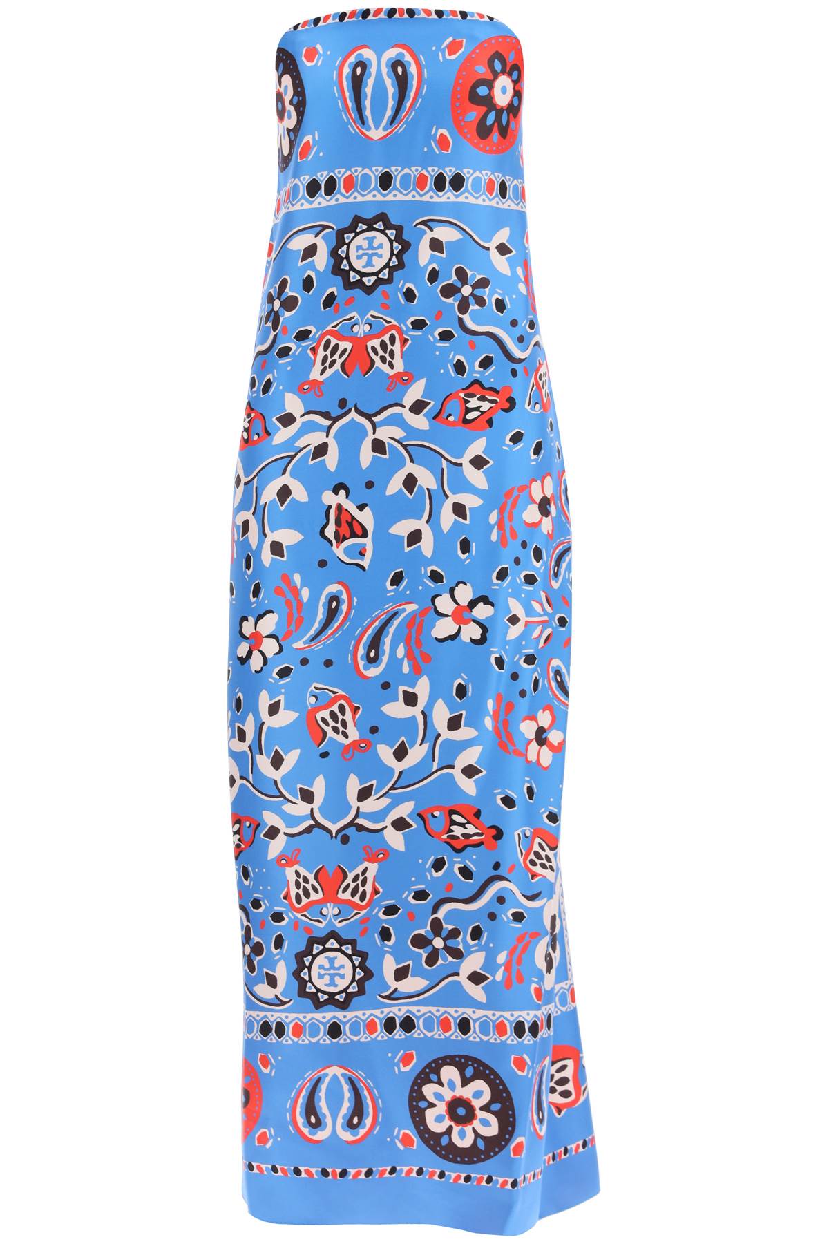 Tory Burch Maxi Dress In Printed Twill   Blue