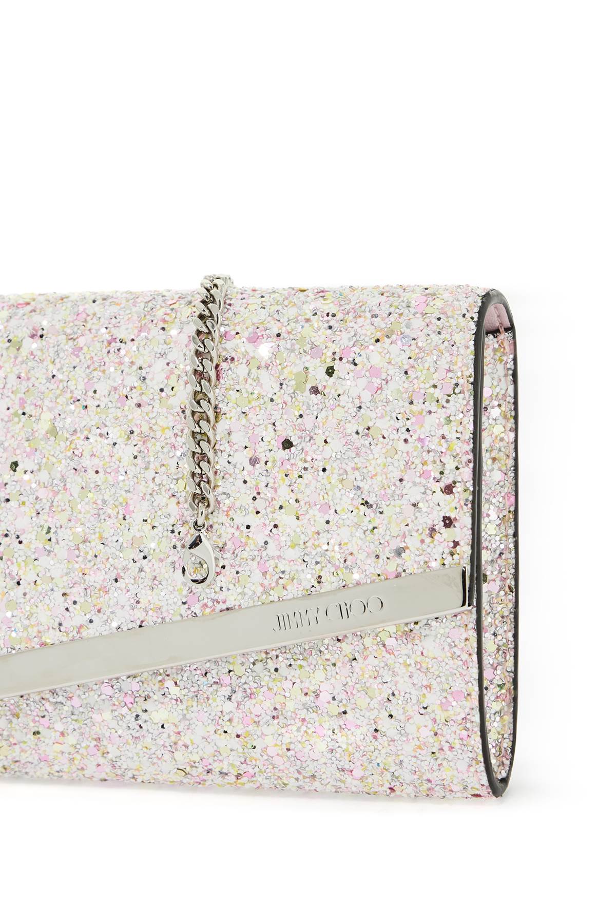 Jimmy Choo Glittered Fabric Emmie Clutch   Pink