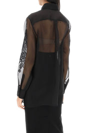 Dolce & Gabbana Organza Shirt With Lace Inserts   Black