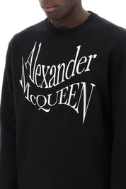 Alexander Mcqueen Warped Logo Sweatshirt   Black