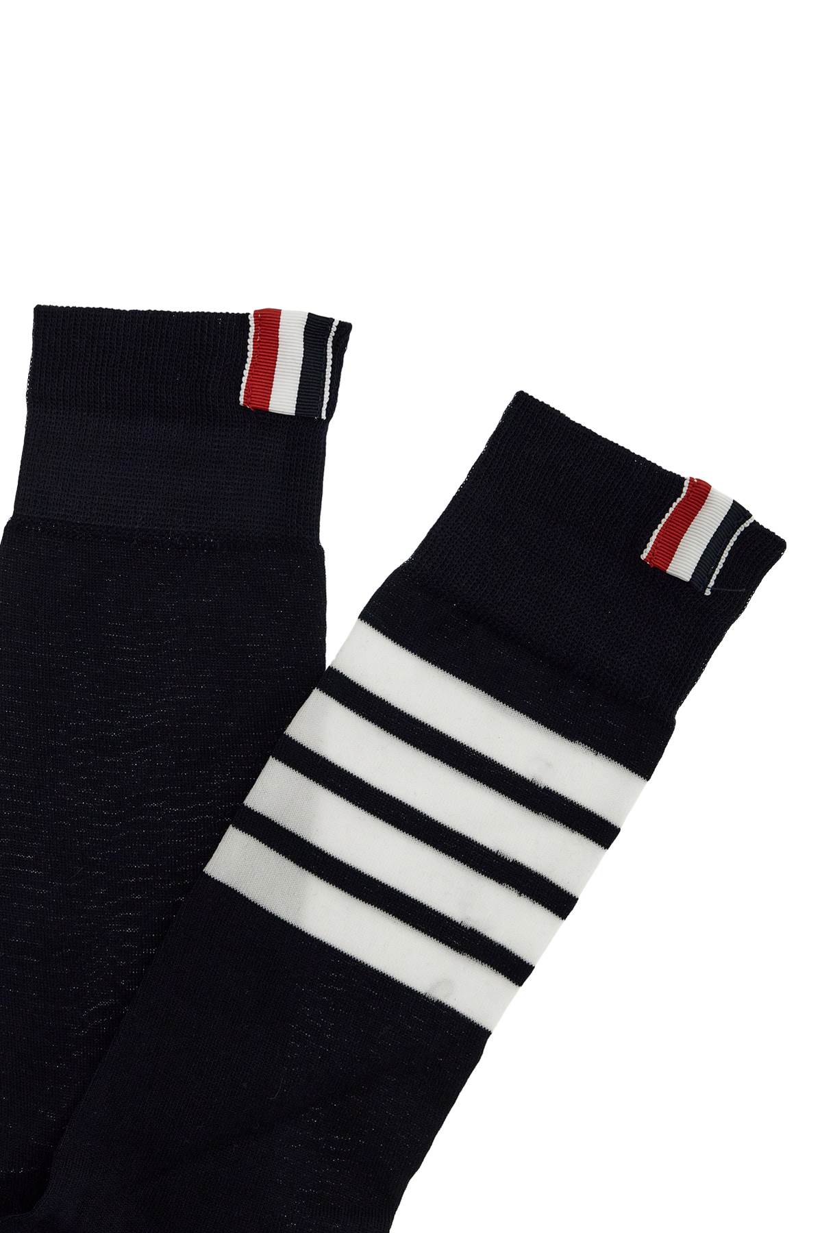 Thom Browne Long 4 Bar Lightweight Cotton Socks   Black