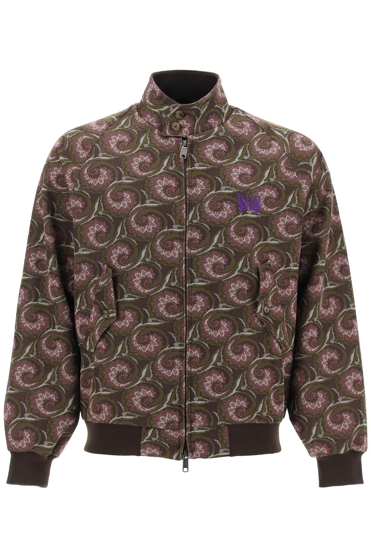 Baracuta X Needles Harrington Track Jacket In Jacquard Jersey   Brown