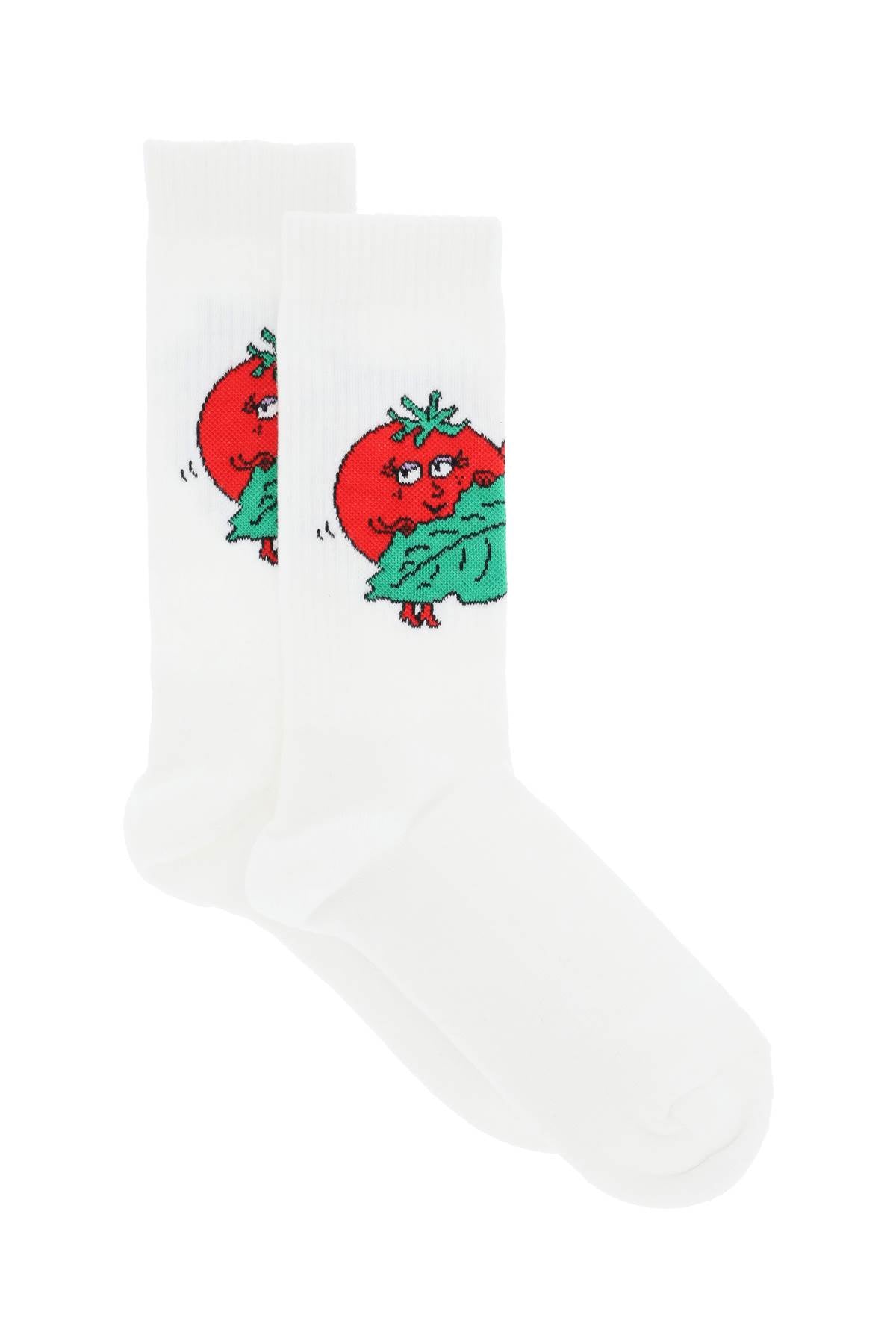 Sky High Farm Happy Tomatoes Crew Socks   White