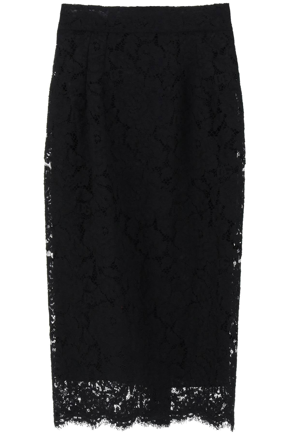 Dolce & Gabbana Midi Lace Pencil Skirt   Black