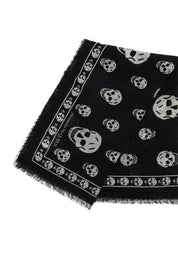 Alexander Mcqueen Light Wool Skull Scarf   Black