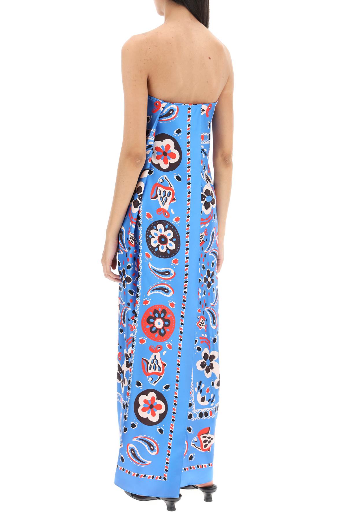 Tory Burch Maxi Dress In Printed Twill   Blue