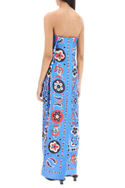 Tory Burch Maxi Dress In Printed Twill   Blue