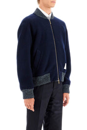 Thom Browne Woolen Fleece Bomber Jacket   Blue