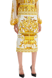 Dolce & Gabbana "stretch Silk Skirt With Maiolica   White