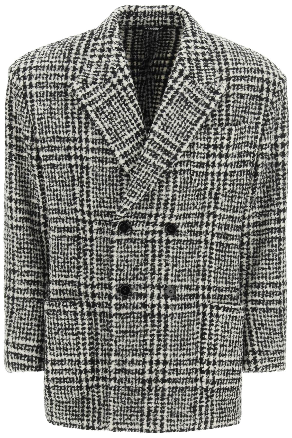 Dolce & Gabbana Checkered Double Breasted Wool Jacket   Black