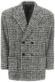 Dolce & Gabbana Checkered Double Breasted Wool Jacket   Black