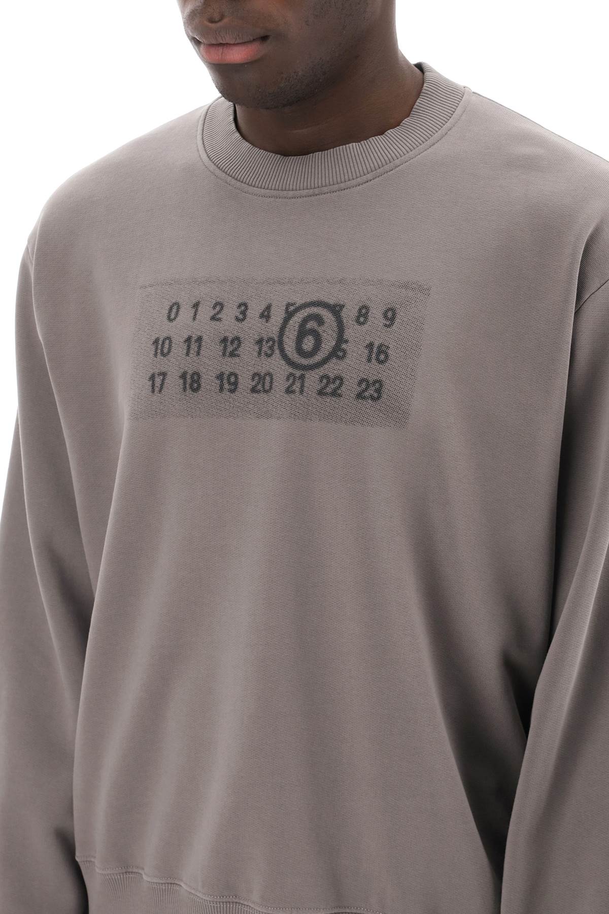 Mm6 Maison Margiela Sweatshirt With Numeric Logo Print   Grey