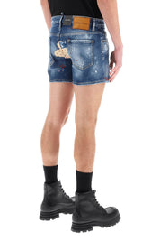 Dsquared2 Sexy 70's Shorts In Worn Out Booty Denim   Blue