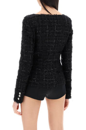 Alessandra Rich Tweed Jacket With Sequins Embell   Black