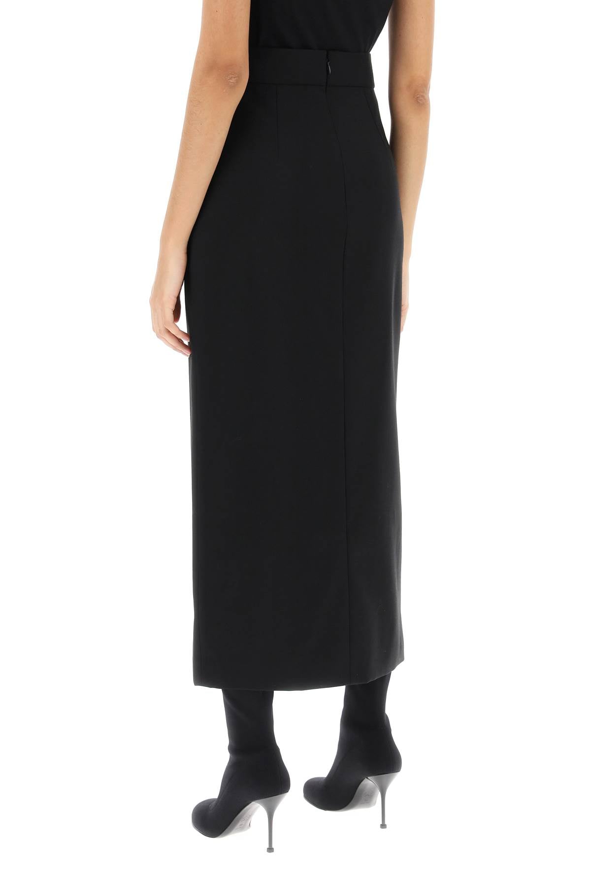 Alexander Mcqueen Light Wool Pencil Skirt   Black