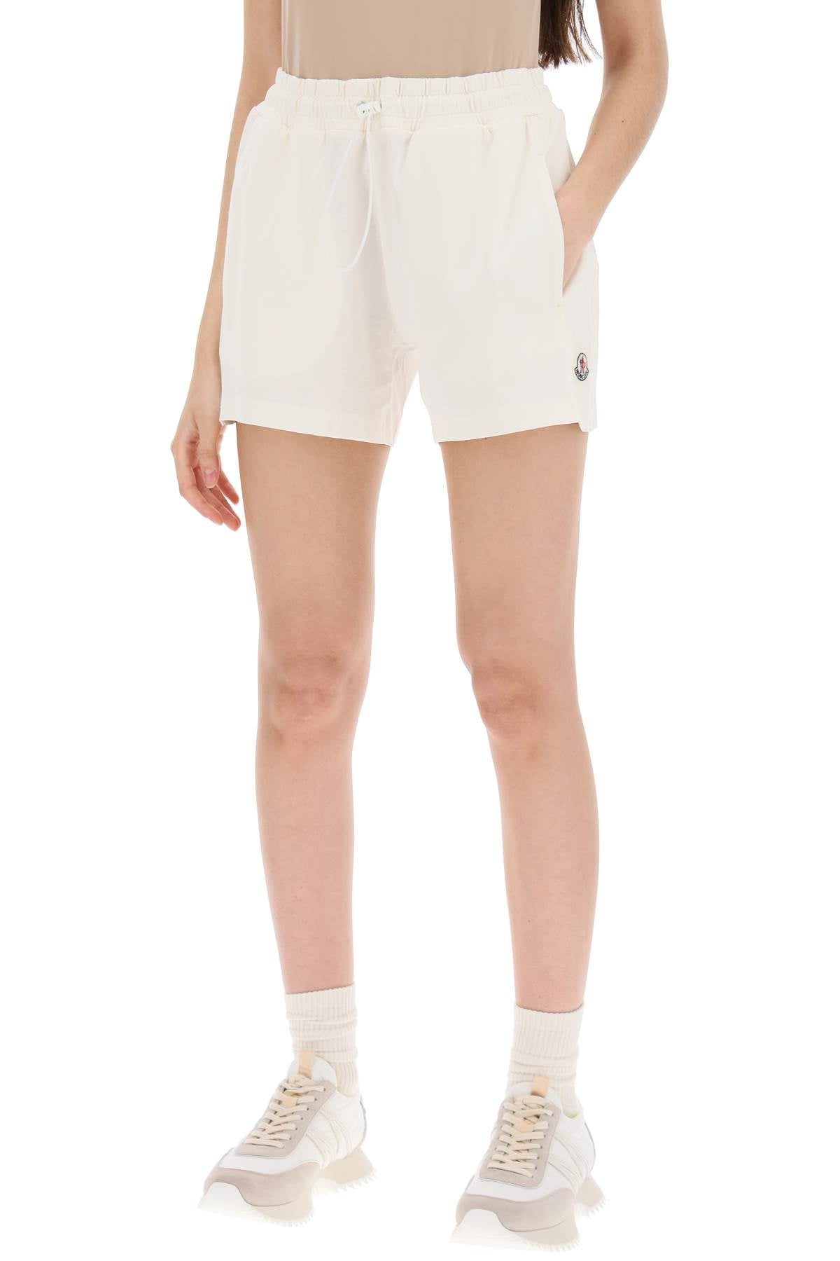 Moncler Sporty Shorts With Nylon Inserts   White