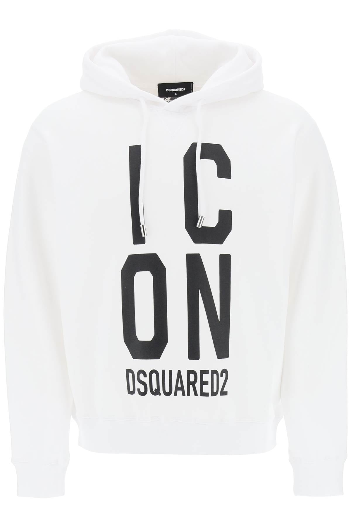 Dsquared2 'Icon Squared' Cool Fit Hoodie With Logo Print   White