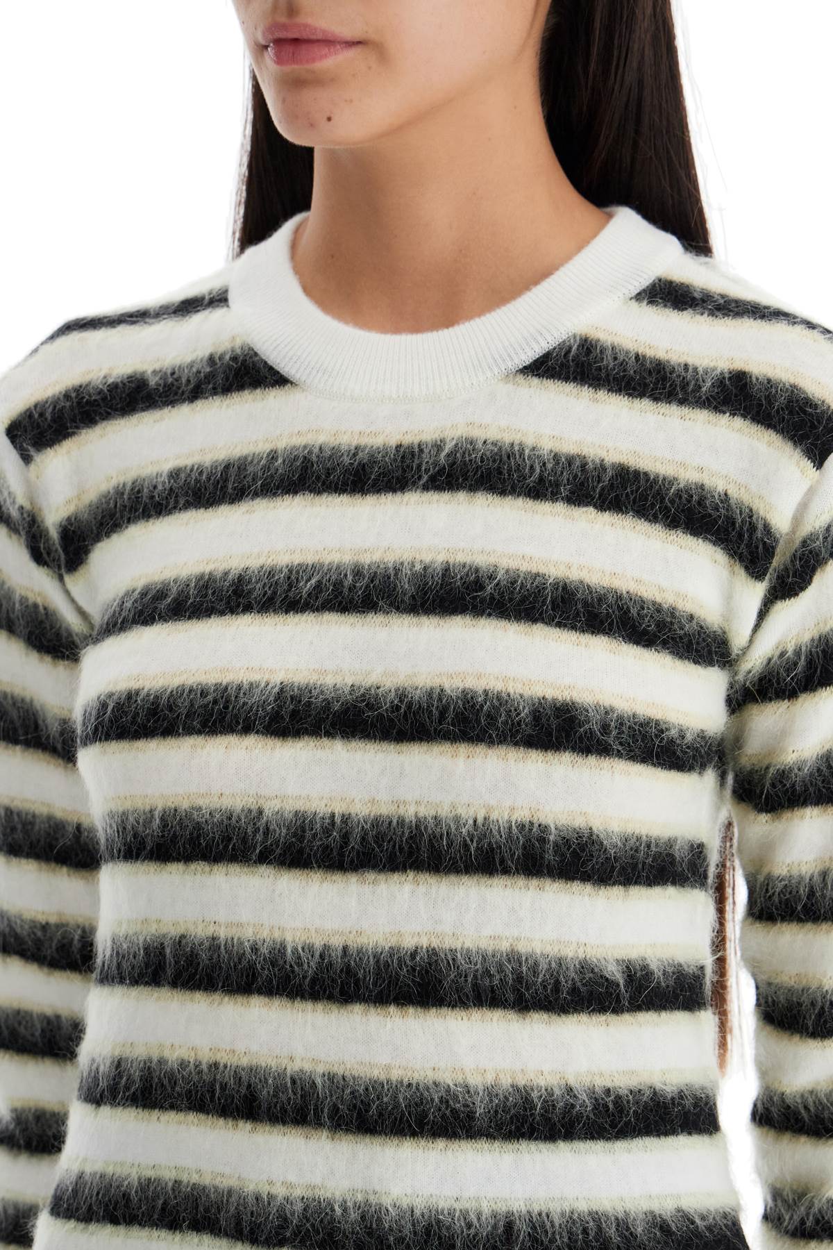 Marni Striped Crewneck Pullover   Light Blue